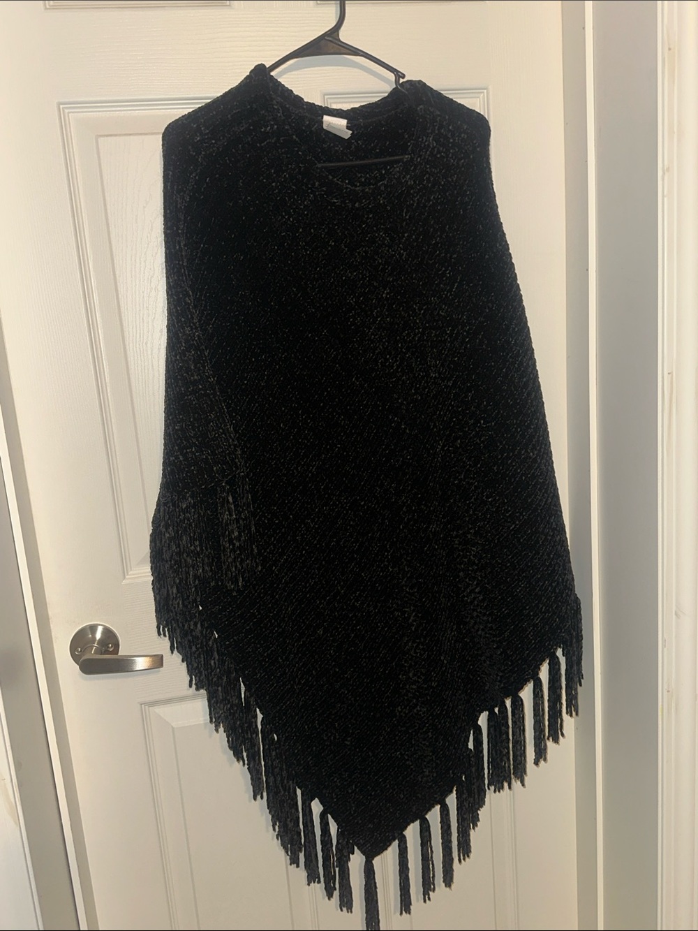 Black Fringe Cozy Poncho
